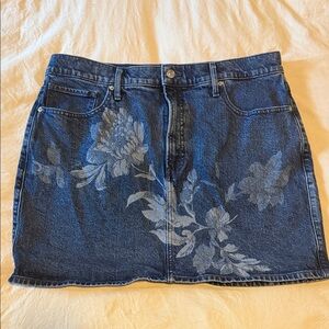 Express Blue Floral Denim Mini Skirt